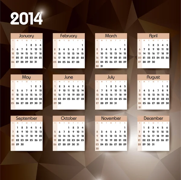 Kalender 2014. Vektorhintergrund. — Stockvektor