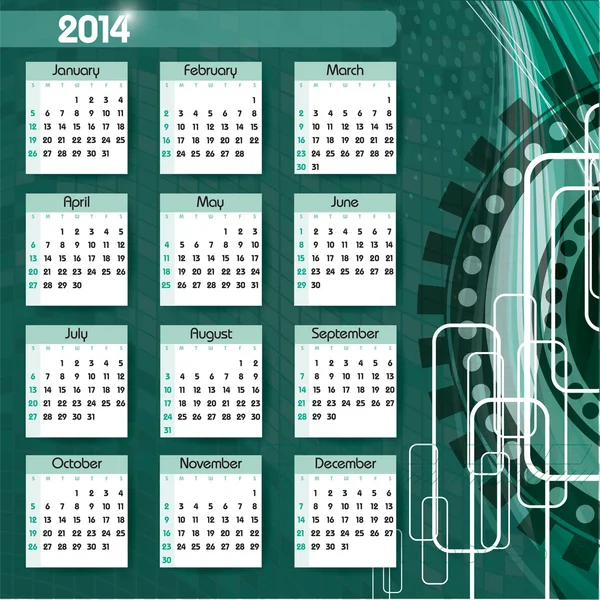 Calendario 2014. Fondo vectorial . — Archivo Imágenes Vectoriales