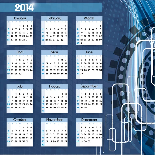 Calendario 2014. Fondo vectorial . — Vector de stock