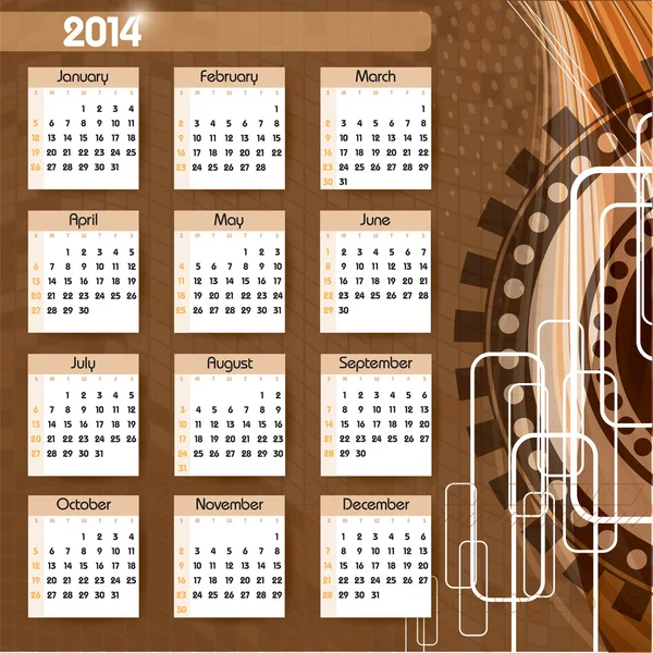 Kalendář 2014. vektorový pozadí. — Stockový vektor