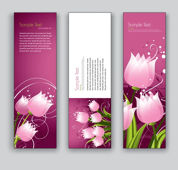 Abstract Floral Banners. Vector Backgrounds. Set of Three. — Stock Vector