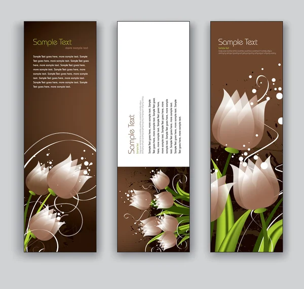 Banners florales abstractos. Fondos vectoriales. Conjunto de tres . — Vector de stock