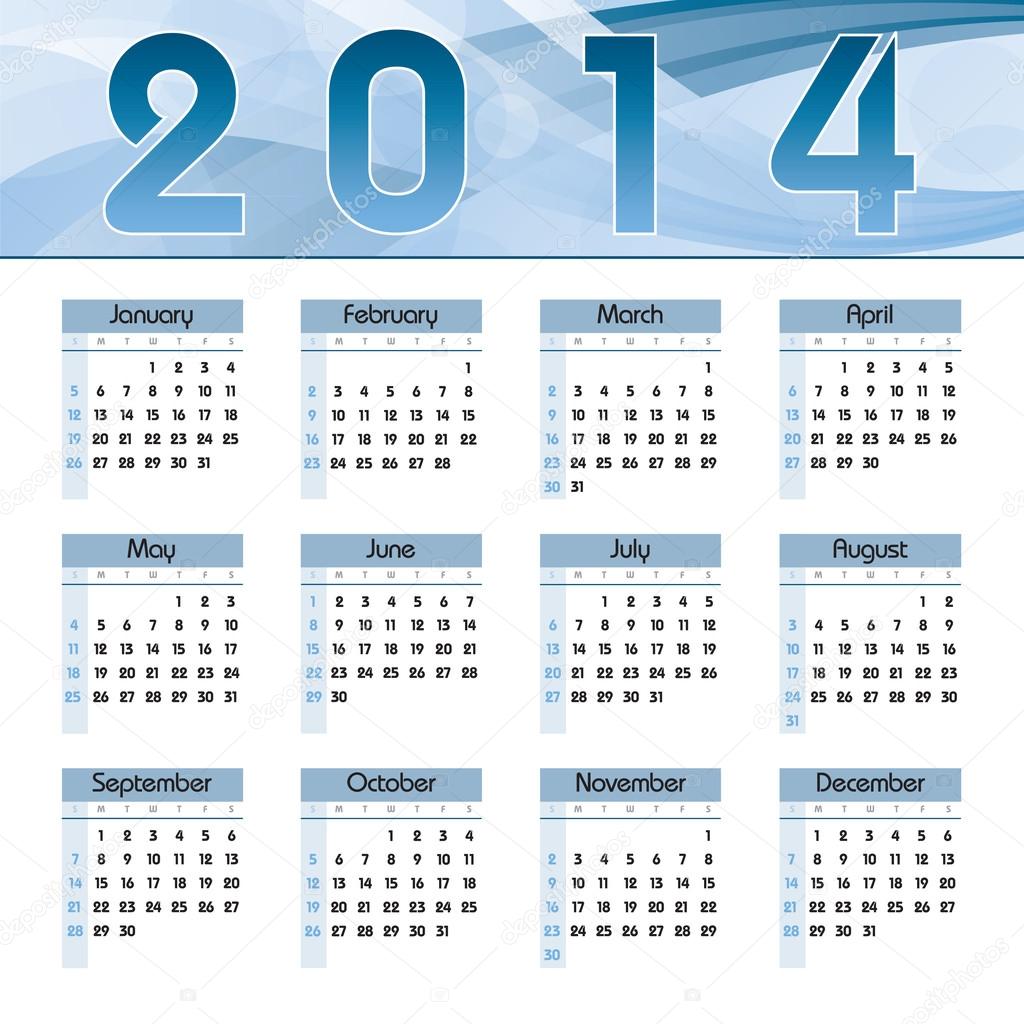 2014 Calendar. Vector Background.