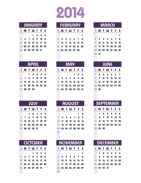 2014 Calendar. Vector Illustration. — Stock Vector