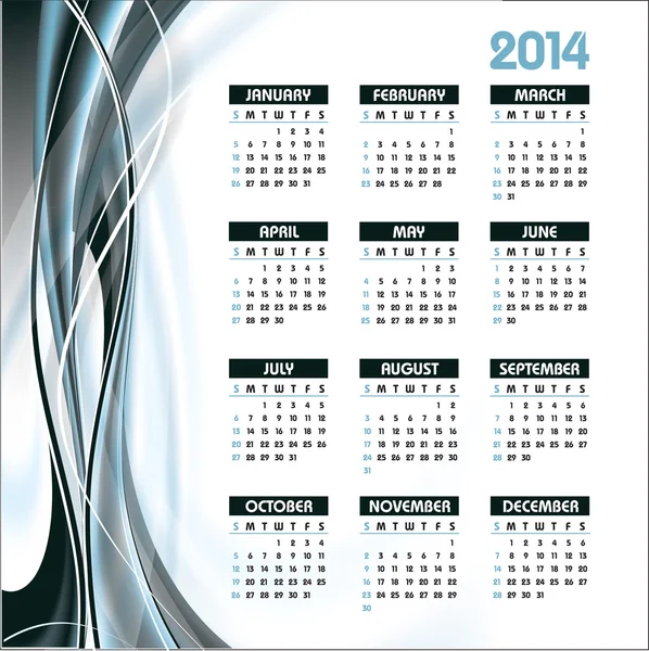 Calendario 2014. Illustrazione vettoriale . — Vettoriale Stock