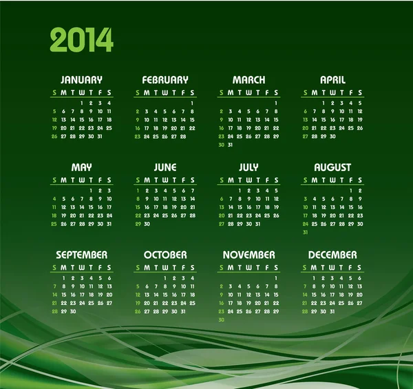 2014 カレンダー。ベクトル イラスト. — ストックベクタ