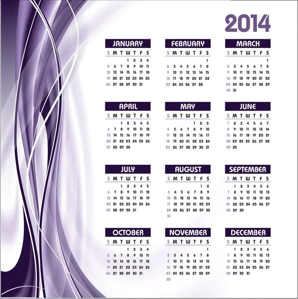 2014 kalender. vektor illustration. — Stock vektor