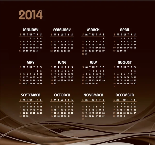 2014 kalender. vectorillustratie. — Stockvector