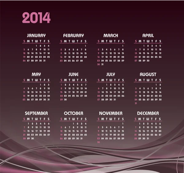 Calendrier 2014. Illustration vectorielle . — Image vectorielle