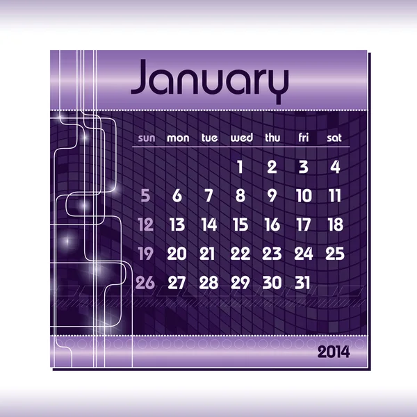 2014 Calendar. January. — Stock Vector