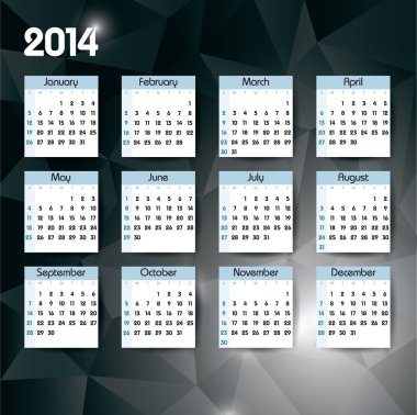 2014 takvim. düzenlenebilir vektör çizim.