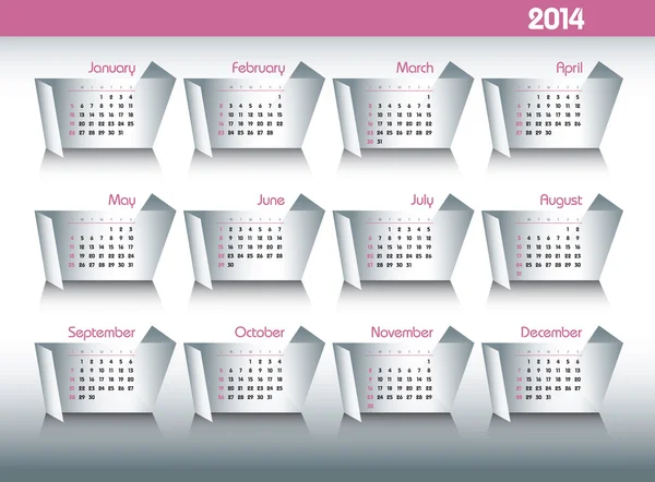 Calendario 2014. Ilustración editable vectorial . — Vector de stock