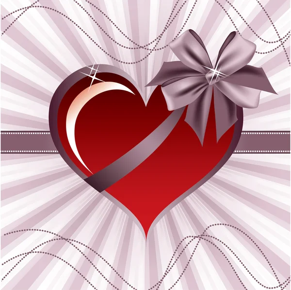 Herz mit Verbeugung. Hintergrund zum Valentinstag. — Stockvektor