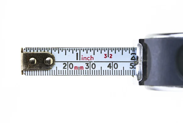 Closeup of a metal tape measure in a white background — Stock Photo, Image