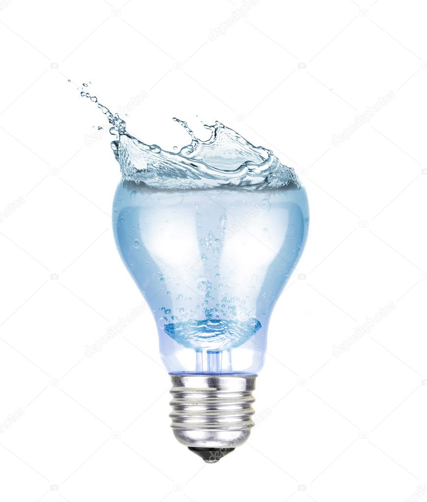 Electric lamp full with water and a splash