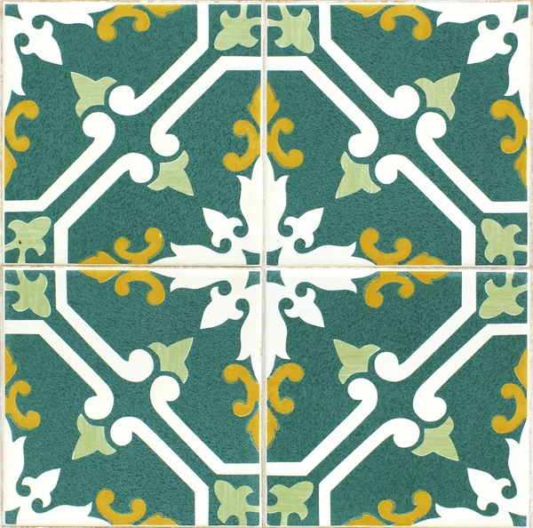 Vintage green and yellow portuguese tiles Stock Image