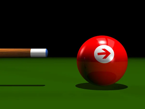 3d billiard red ball with an arrow Stock Image