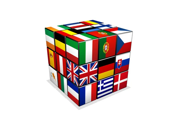 Avrupa bayrak ile 3D bulmaca küp