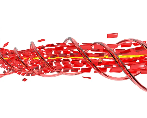 Kırmızı küpler uçan 3d arka plan sarmal