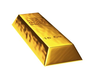 Beyaz arka planda 3D altın bar