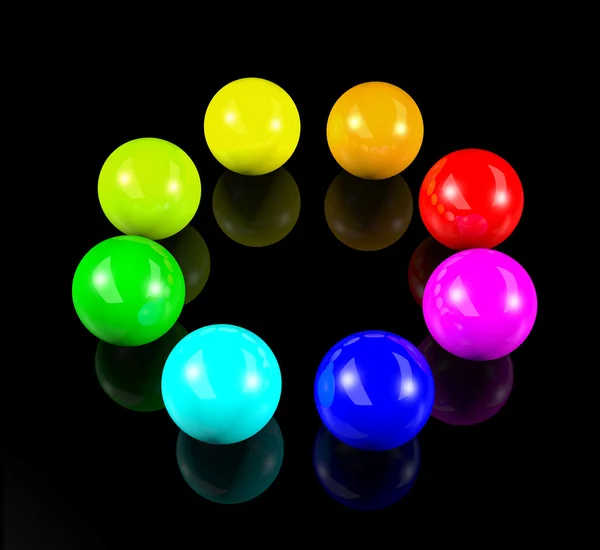 Cirkel van 3D-kleurrijke ballen — Stockfoto