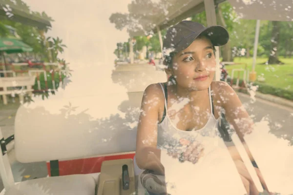 Portrait Young Beautiful Asian Tourist Woman Exploring Chi Minh City — Stock Photo, Image