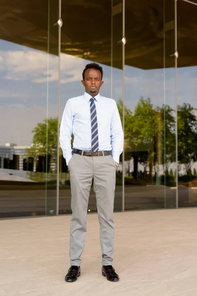 Portrait Young African Businessman Wearing Shirt Tie Outdoors —  Fotos de Stock