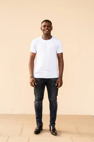 Full Length Portrait Handsome Young African Man — Stock fotografie