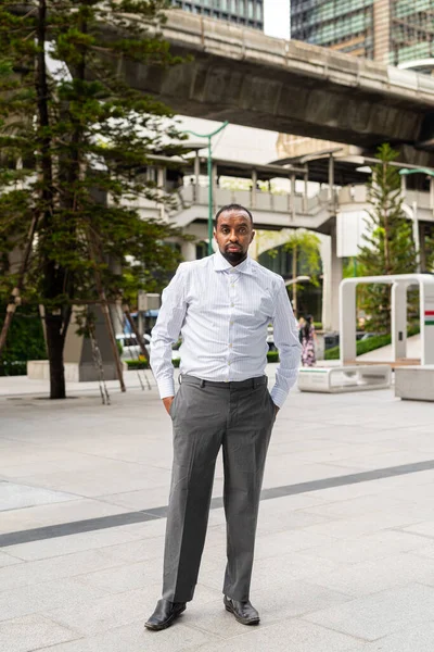 Retrato Belo Homem Negócios Negro Cidade — Fotografia de Stock