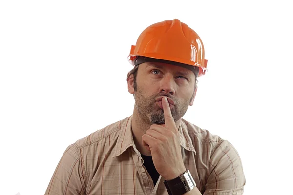 Construction worker thinking — Stock Photo, Image