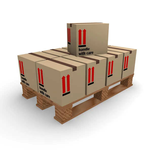 bir palet üzerindeki karton kutular