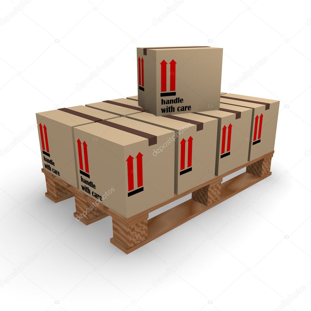 Cardboard boxes on a pallet