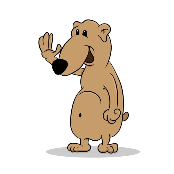 Милый Мультяшный Медведь Размахивающей Рукой Белом Бэкгранде Векторная Иллюстрация — стоковый вектор