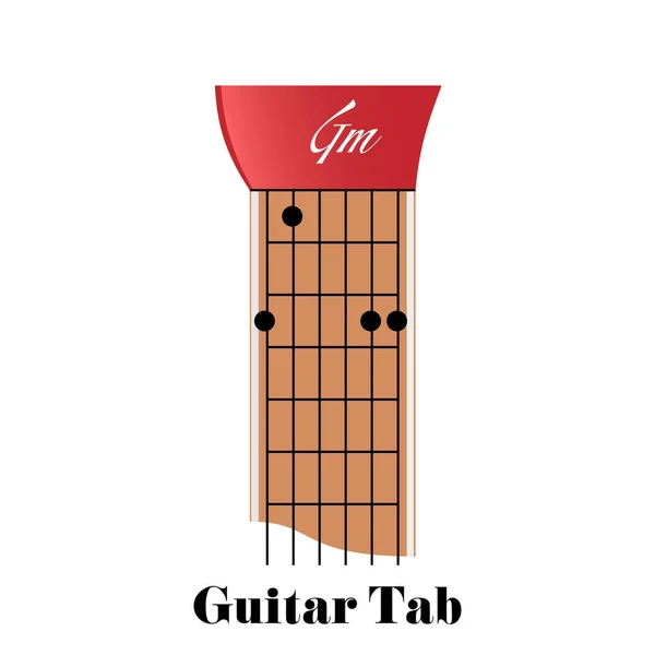 Tabulador Guitarra Con Acorde Sol Menor — Vector de stock