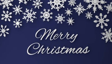 Koyu mavi arka planda kar taneleriyle mutlu noeller.