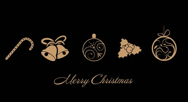 Красивые Золотые Рождественские Иконы Черном Фоне Векторная Иллюстрация — стоковый вектор