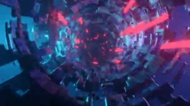 Soyut bilim kurgu geçmişi, koridorda uçmak, kusursuz 3D animasyon.