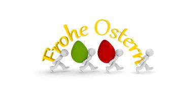 Alman Mutlu Paskalyalar konsepti. Üç boyutlu, üç boyutlu bir karakter.