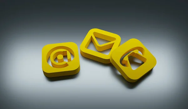 Yellow Contact Icons Grey Background Rendering — Stock Photo, Image