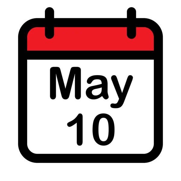 Ícone Calendário Com Décimo Maio Ilustração Vetorial —  Vetores de Stock