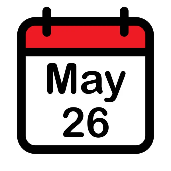 Calendar Icon Twenty Sixth May Vector Illustration — Stock Vector