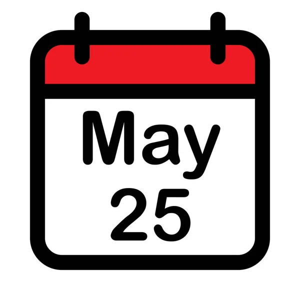 Calendar Icon Twenty Fifth May Vector Illustration — Stock Vector