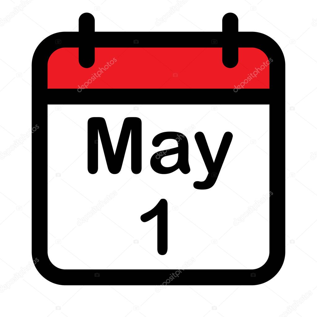 Calendar icon with first may, vector illustration