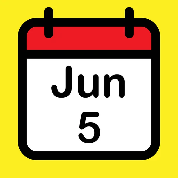 Icono Del Calendario Quinto Junio Ilustración Vectorial — Vector de stock