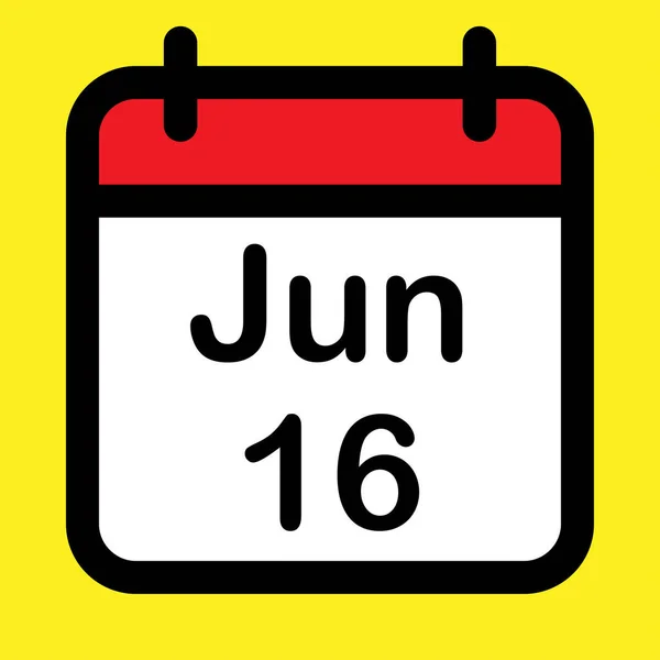 Icono Del Calendario Dieciséis Junio Ilustración Vectorial — Vector de stock