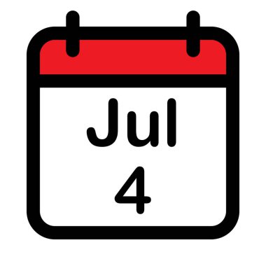 4 Temmuz tarihli takvim simgesi, vektör illüstrasyonu