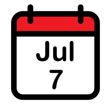 7 Temmuz 'lu takvim simgesi, vektör illüstrasyonu