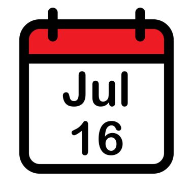 16 Temmuz tarihli takvim simgesi, vektör illüstrasyonu