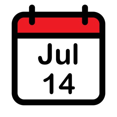 14 Temmuz tarihli takvim simgesi, vektör illüstrasyonu
