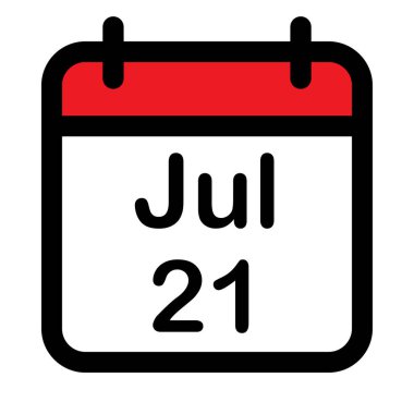 21 Temmuz tarihli takvim simgesi, vektör illüstrasyonu